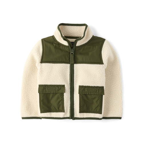 The Children's Place Baby & Toddler Boys Contrast Utility Zip Up Sherpa Jacket, Sizes 6M-5T