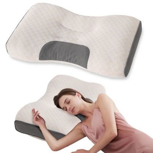 Cervical Support Pillows, Ergonomic Neck Pain-Relief Pillows for Side Back Stomach Sleepers- NTBAY