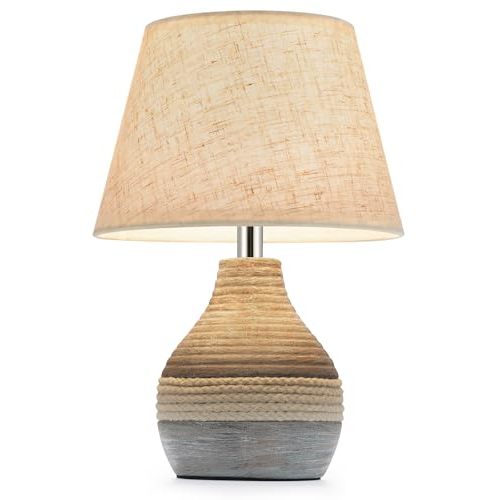 10" H Small Rechargeable Cordless Ceramic Table Lamp with Remote, RGB & Warm White Light, Timer & Dimmer, Battery Table Lamp with Linen Shade for Patio, Bedroom, Living Room, Dining Table