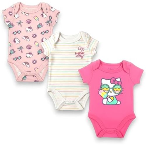 Hello Kitty Baby Girls’ 3-Pack Bodysuit – Infant Cotton Onesies Clothing Set, Pink, 3M