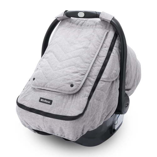 WinRese Baby Car Seat Cover - 3-Layer Thick Fabric, Waterproof, Breathable Mesh Window - Windproof & Snow Blocking, Keep Baby Warm in Winter - Universal Fit for Infant Car Seat and Carrier