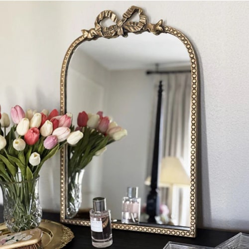 Antique Gold Bow Mirror - Medium