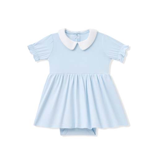Peter Pan Collar Bodysuit Dress in Breeze