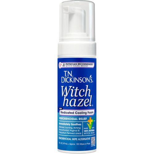 T.N. Dickinson's Medicated Cooling Foam with Witch Hazel | Hemorrhoid Treatment & Postpartum Relief | Feminine & Rectal Care | Aloe-Infused | 5 Fl Oz