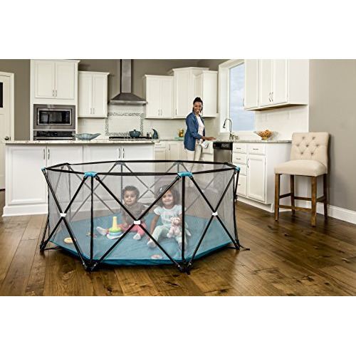 Regalo My Play Deluxe Extra Large Portable Play Yard Indoor and Outdoor, Bonus Kit, Includes Carry Case, Washable, Teal, 8-Panel