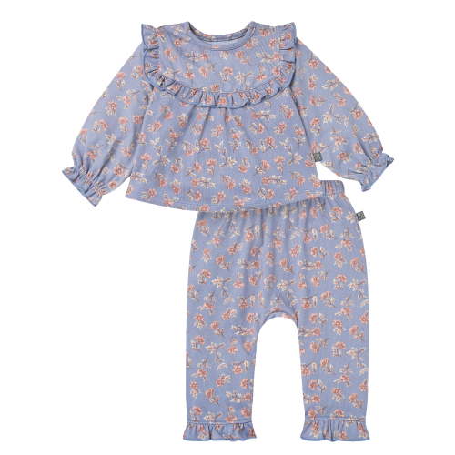 Modern Moments by Gerber Baby Girl Ruffle Bib Top and Pant Outfit Set, 2-Piece, Sizes 0/3 Months - 24 Months