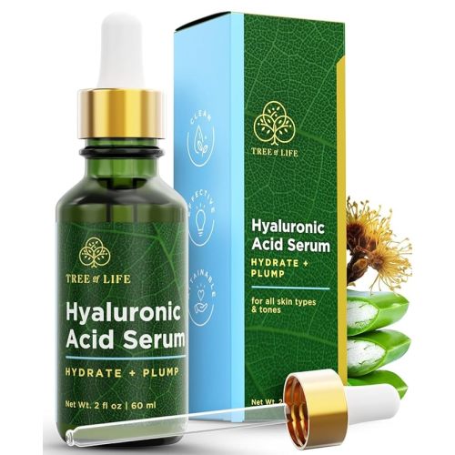 Tree of Life Beauty Hyaluronic Acid Serum, Skin Brightening Face Oil for Dark and Age Spots, Facial Serums for Dry and Sensitive Skin Care with Vitamin E for Soft Smooth Skin, 2 Fl Oz