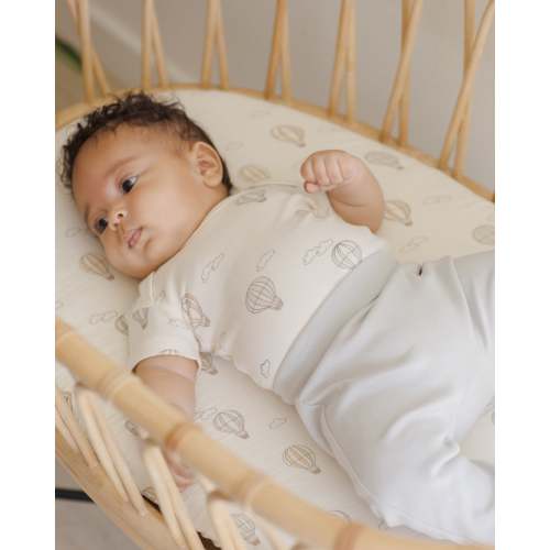 Short Sleeve Bodysuit, 2 Pack || Hot Air Balloons, Yellow Stripe – Quincy Mae