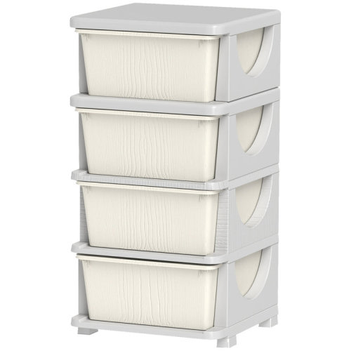 Zoomie Kids 4-Tier Kids Storage Unit with 4 Drawer Chest Toy Organizer Plastic Bins | Wayfair