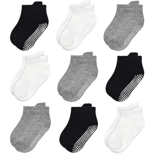 Tphon Non Slip Baby Toddler Ankle Socks with Grippers - Non Skid Grip Boys & Girls Socks