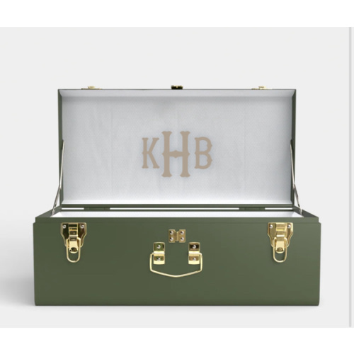 Petite Trunk - Green - White Dot / Embroidery