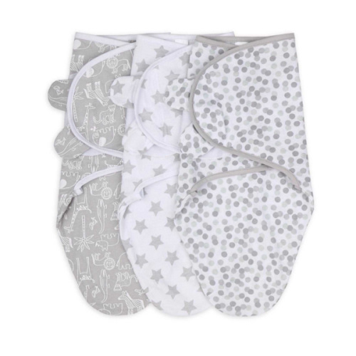 Grey Patterned Swaddles, 3-Pack Set