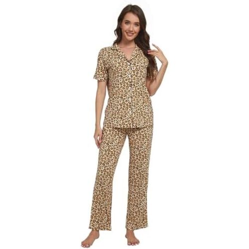 WiWi Bamboo Viscose Pajamas Set for Women Soft Button Down Sleepwear Pj Lightweight Lounge Sets Loungewear S-XXL