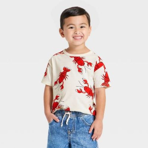 Toddler Boys' Short Sleeve Lobster Relaxed T-Shirt - Cat & Jack™ Off-White 12M