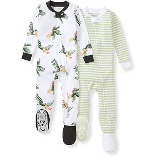 Burt's Bees Baby baby-boys Boys Sleeper Pjs, 100% Organic Cotton, One-piece Footie, Zip Up Jumpsuit, Snug Fit Pajamas