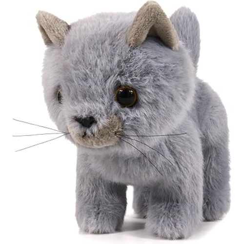 Ice King Bear Fluffy Little Cat Stuffed Animal Small Plush Toy 6 Inches (Gray)