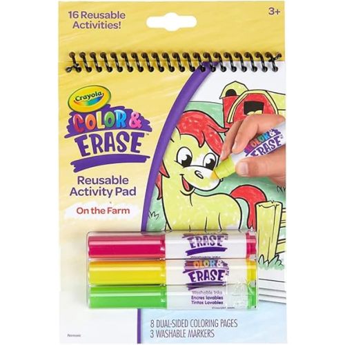 Crayola Color and Erase Reusable Activity Pad, Animal Coloring Pages, Toddler Coloring Activity, Gift for Toddlers & Kids, 3+