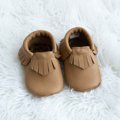 Tan Fringe Moccasins
