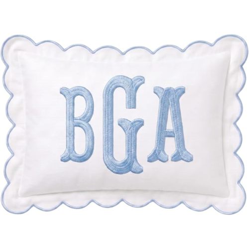 Personalized Embroidered Pillowcase - Custom Monogrammed Pillow Cover with Scalloped/Ruffle Trim, Nursery Decor - New Mom, Toddler, Baby Gift Ideas