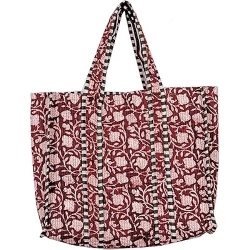 Quilted Cotton Handprinted Reversible Large multicolor Floral Tote Bag