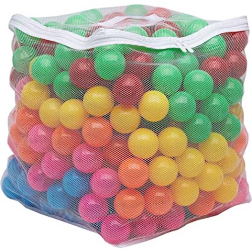 Amazon Basics BPA Free Crush-Proof Plastic Ball, Pit Balls with Storage Bag, Toddlers Kids 12+ Months, Pack of 400 Balls, 6 Bright Colors