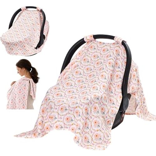 2-in-1 Muslin Baby Car Seat Cover & Nursing Cover for Breastfeeding