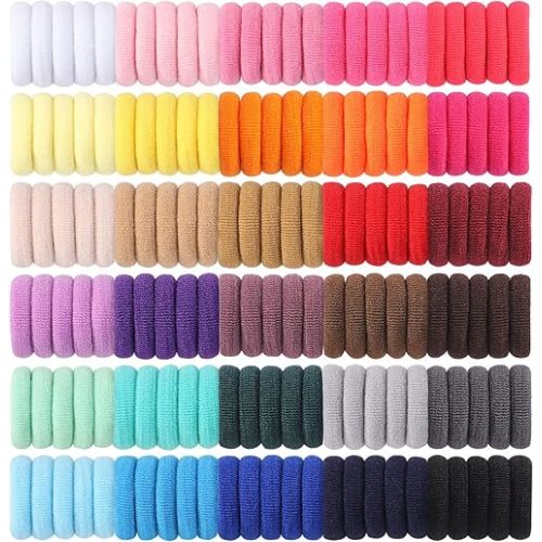 Jollybows 300pcs Baby Hair Ties Girls Elastic Hair Accessories Small Nylon Hair Bands for Toddler Infant Ponytail Holders 1" 30 Colors Mini Kids Hairband