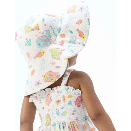Sunny Coral Reef Fish - Wide Brim Sun Hat