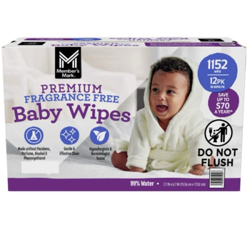 Member's Mark Premium Baby Wipes, Fragrance Free, 12 pk., 1152 Wipes - Sam's Club