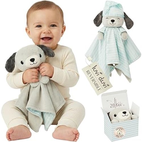 Zelkii Reversible Loveys for Babies, Security Blanket for Babies, Baby Lovey for Girls and Boys for Sleep or Awake.