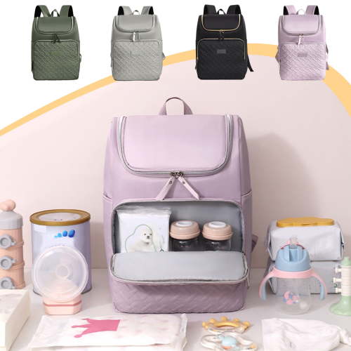Large Capacity Diaper Bag Backpack | Insulated Multi-Pocket Travel Mom Bag | Waterproof Oxford Cloth | Thermal Cooler Pack | Organizer Tote for Baby Supplies | 38x28x16cm | Gray Black Pink Green