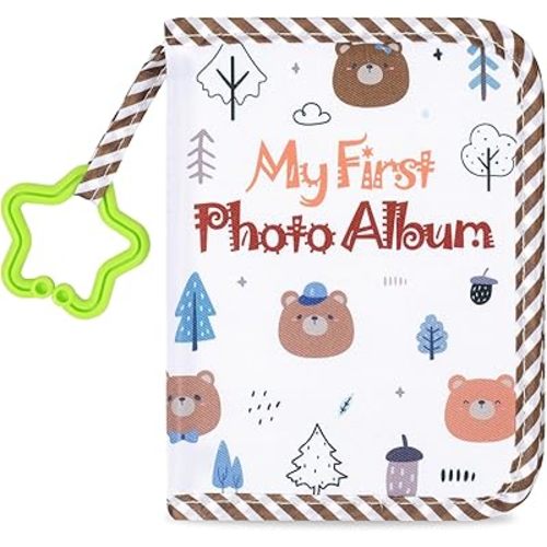 Baby's My First Family Album Soft Photo Cloth Book Forest Bear My First Book of Photos Bear Themed Baby Memory Album Gift Holds 4x6 Pictures for Babies Newborn Toddler & Kids Baby Shower