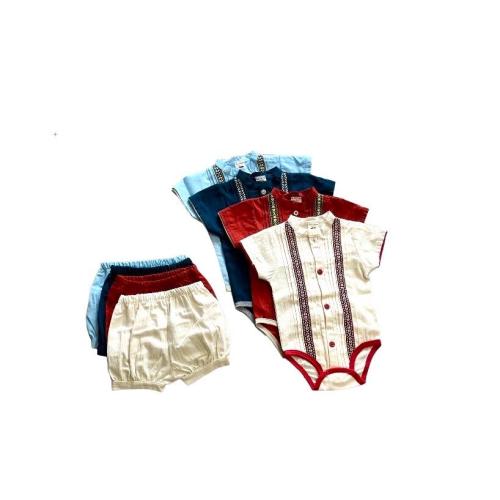 Mexican Baby Toddler Guayabera Bodysuit - Bodysuit and matching Shorts Set - Sizes 6 months to 12 months - Different Colors