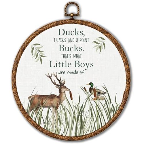 Lerctsdzu Mallard Duck Boy Nursery Round Framed Wall Art 10x10 Inch
