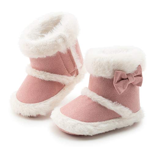 Infant Unisex Warm Fur Lining Soft Boots Baby Winter Ankle Non-Slip Rubber Texture Sole Toddler Winter Snow Crib Shoes