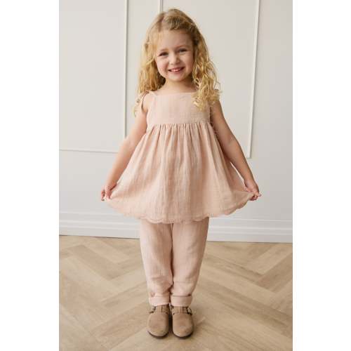 Organic Cotton Muslin Briella Top - Chalky Pink