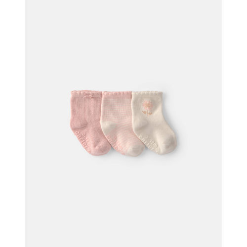 Baby Girl 3-Pack Floral Baby Booties - Pink