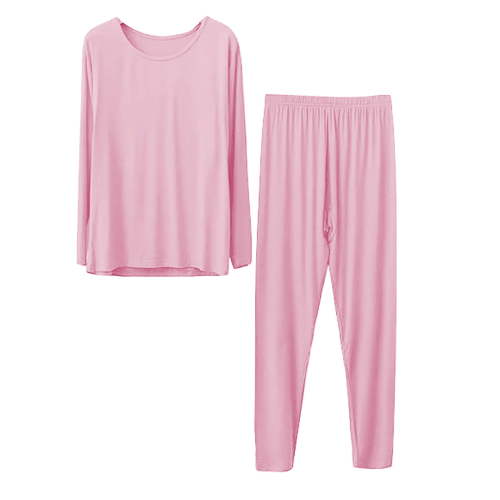 XYBOMB Clearance Lounge Sets for Women, Women's Long Pure Color Plus Size Thickened Light Fleece Thermal Underwear Womens Pajama Sets, Winter Clothes for Women, Clearance Sale Pink 2XL