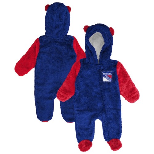 New York Rangers Outerstuff Infant & Newborn Stay Napping Fleece Bunting Full-Zip Hooded Sleeper - Blue