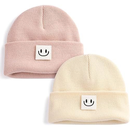 FURTALK Baby Beanie Cute Toddler Winter Hat Knit Boys Girls Warm 2 Pack Kids Embroidered Beanies Cap for 0-8 Years
