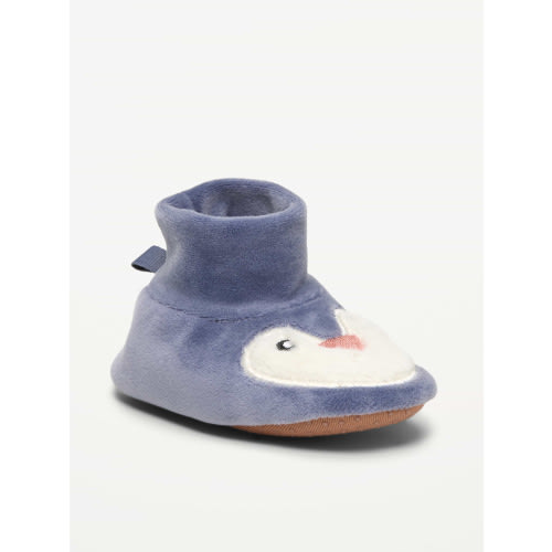 Velour Penguin Slippers for Baby