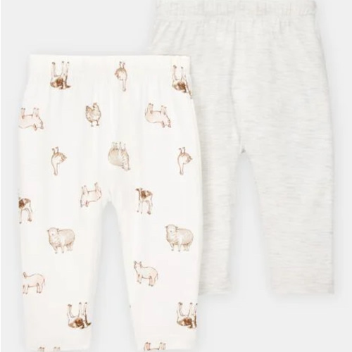 Baby Girl 2-Pack PurelySoft Pull-On Pants - Grey/Ivory | Carter's