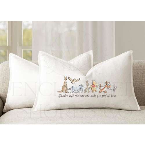 Winnie the Pooh Pillow, Lumbar Pillow with Insert, Hundred Acre Wood Inspired Cushion, Nursery Décor, Gift for Kids & Book Lovers