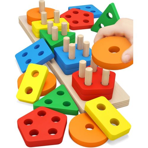 Montessori Toys for 1 2 3 Year Old Boys Girls Toddlers, Wooden Toys Gifts