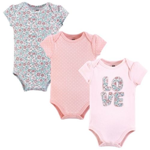 Hudson Baby Girls Cotton Bodysuits, Love Floral