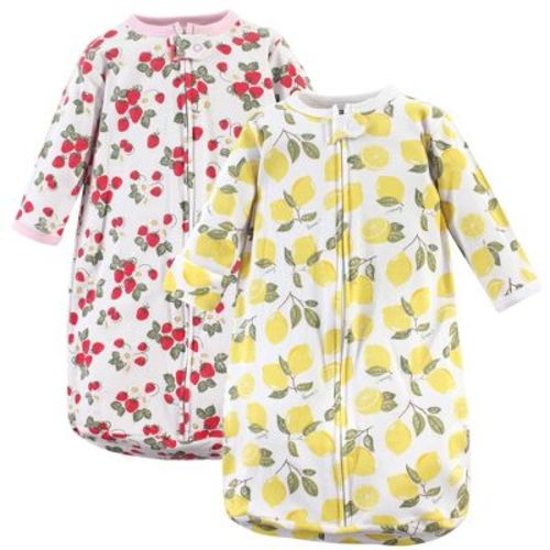 Hudson Baby Infant Girls Cotton Long-Sleeve Wearable Sleeping Bag, Sack, Blanket, Strawberry Lemon
