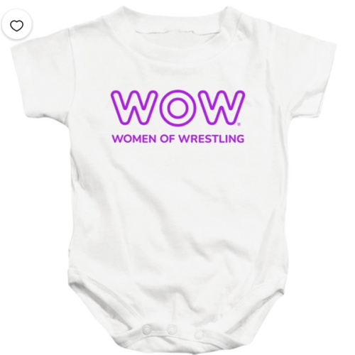 Women of Wrestling Official Single Color Logo Unisex Infant Snap Suit for Baby,White, 6 Months