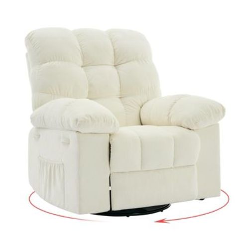 Rocking Recliner Chair,360° Swivel,30° Rocking,135° Tilt,Chenille Upholstery,Q235 Steel Frame Glider Nursery Chair for Small Spaces