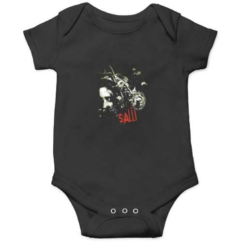 Saw Horror Movie Retro T-Shirt Onesies Kids's Short Sleeve Onesie 12M Black sold by MontrellSayles | SKU 978123147 | Printerval
