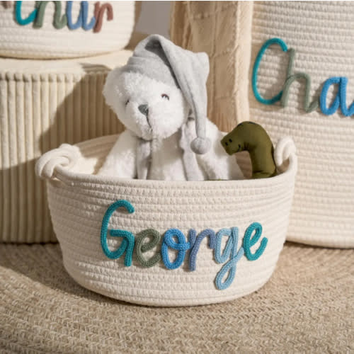 Baby Knits™  Multicolor Personalized Knitted Basket